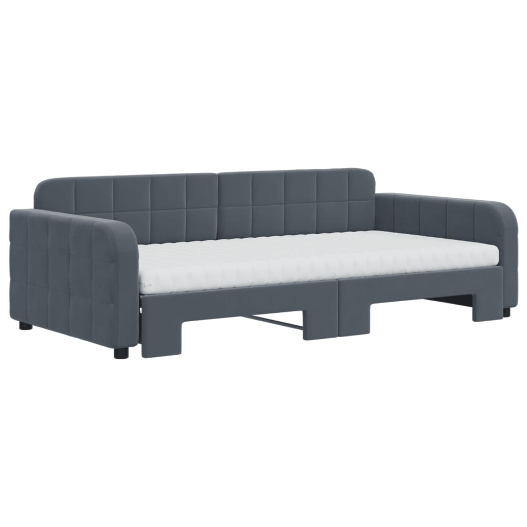 Sofa Bed Nest with Mattress Dark Gray velvet 100x200 cm