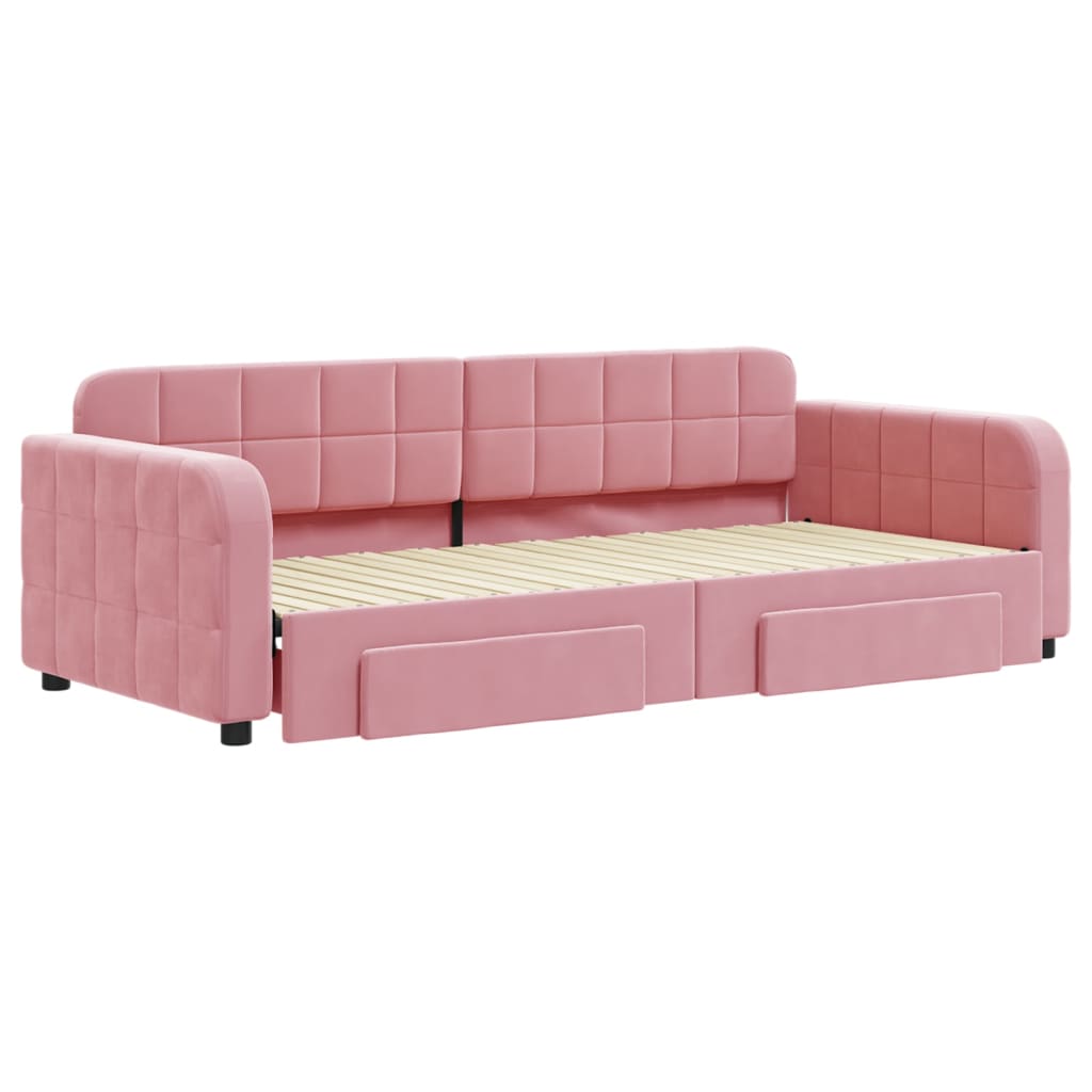 Sofa Bed Nest With Drawers Rose velvet 90x200 cm