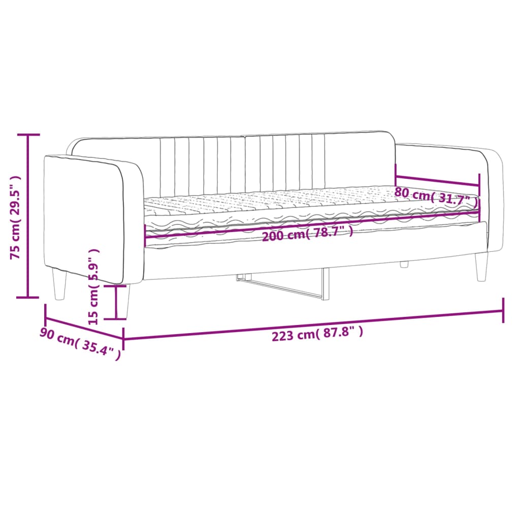 Divano letto con materasso in velluto blu 80x200 cm