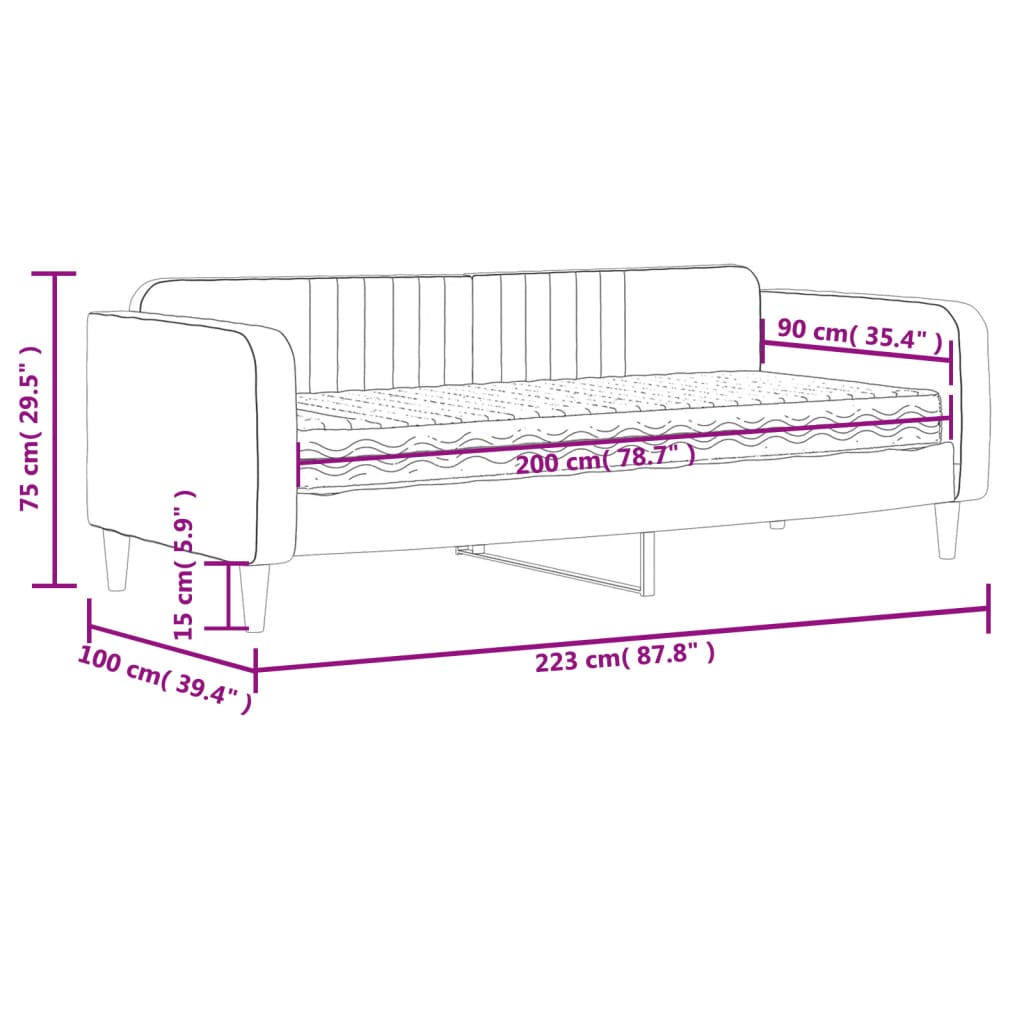 Divano letto con materasso in velluto blu 90x200 cm