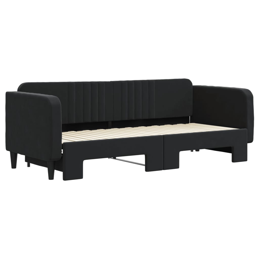 Divano letto in velluto nero 80x200 cm