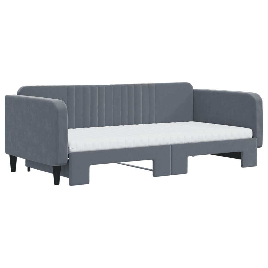 Sofa Bed Nest with Mattress Dark Gray velvet 100x200 cm