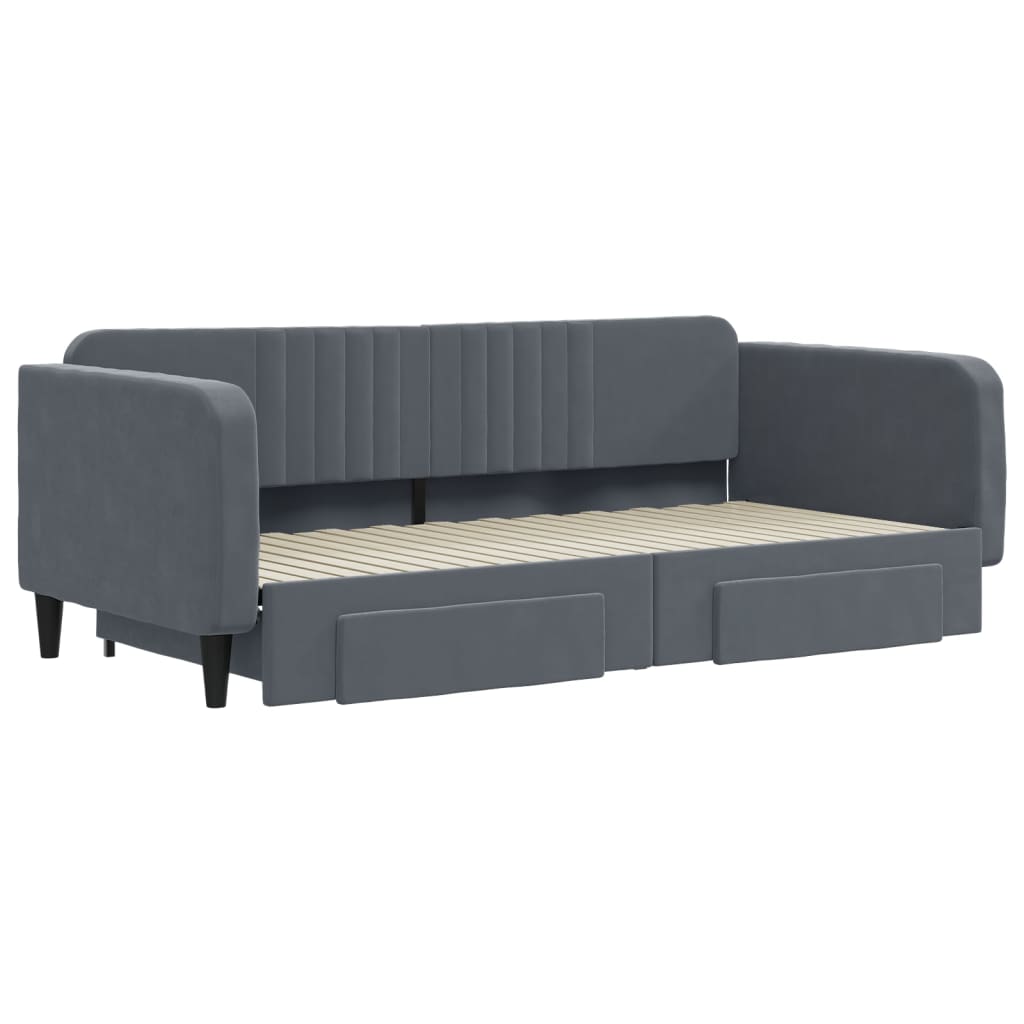 Sofa nest bed with Dark gray velvet drawers 100x200 cm