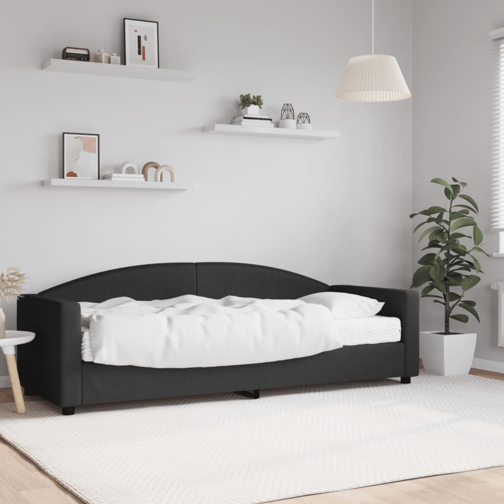 Vetonek Sofá cama con colchón tela negro 80x200 cm