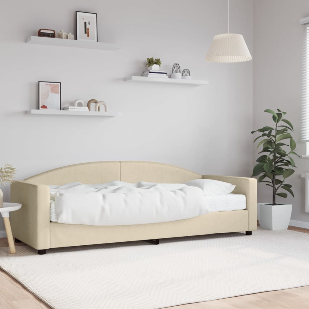 Vetonek Sofá cama con colchón tela crema 80x200 cm