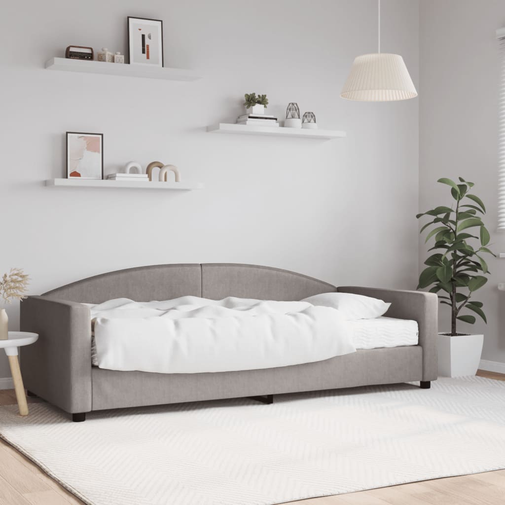 Vetonek Sofá cama con colchón tela gris taupe 90x200 cm