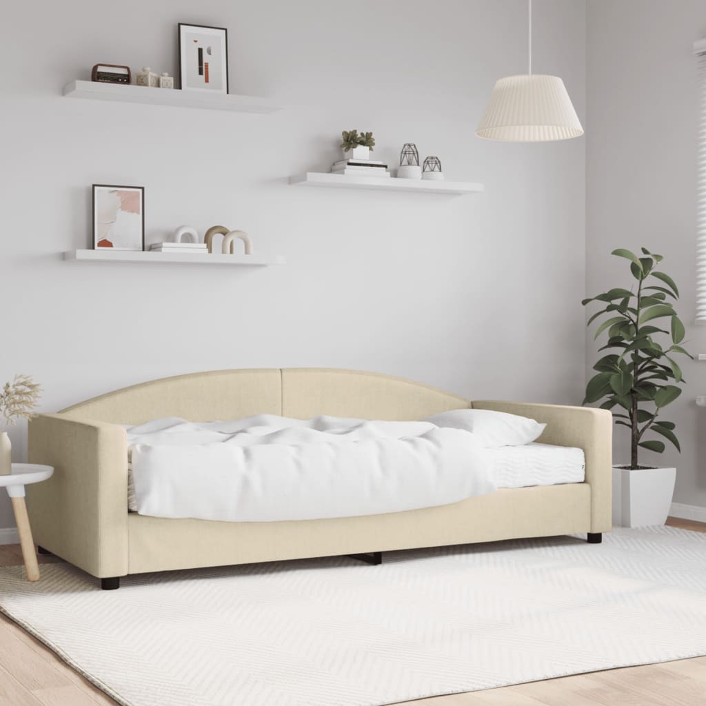 Vetonek Sofá cama con colchón tela crema 90x200 cm