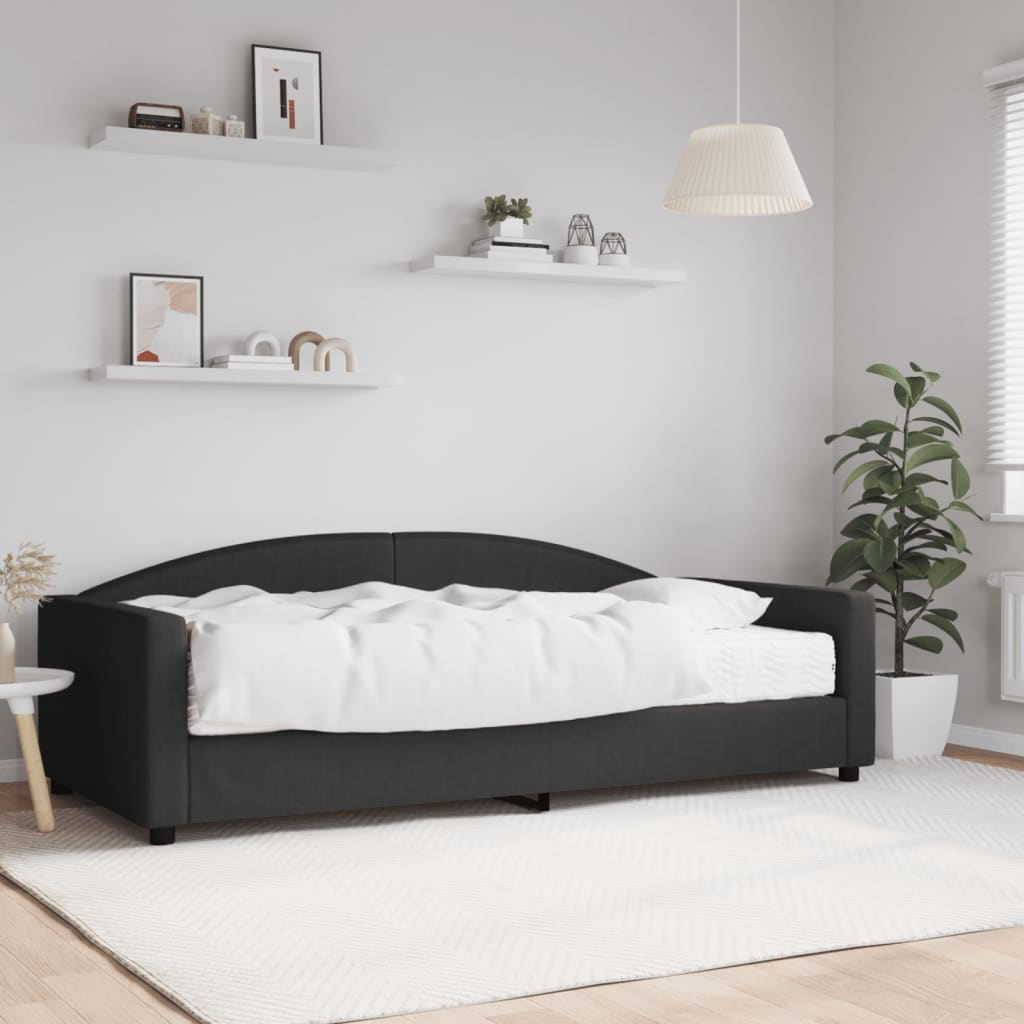 Vetonek Sofá cama con colchón, negro 100x200 cm