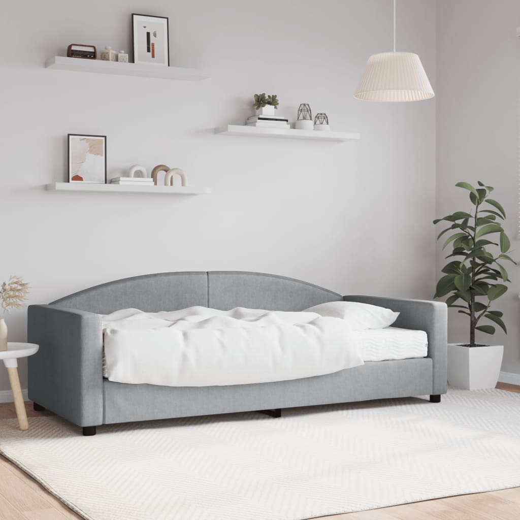 Vetonek Sofá cama con colchón, gris claro 90x190 cm