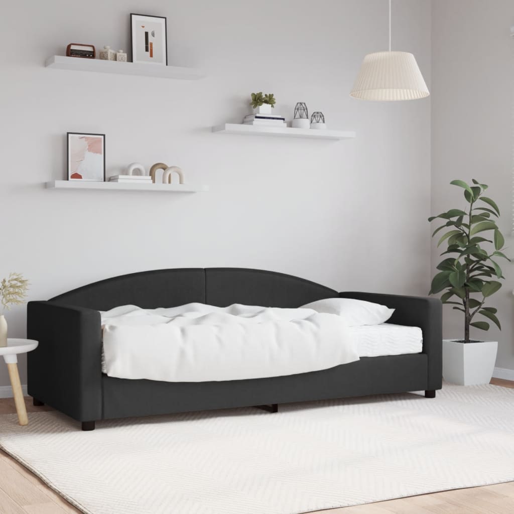 Vetonek Sofá cama con colchón, negro 90x190 cm