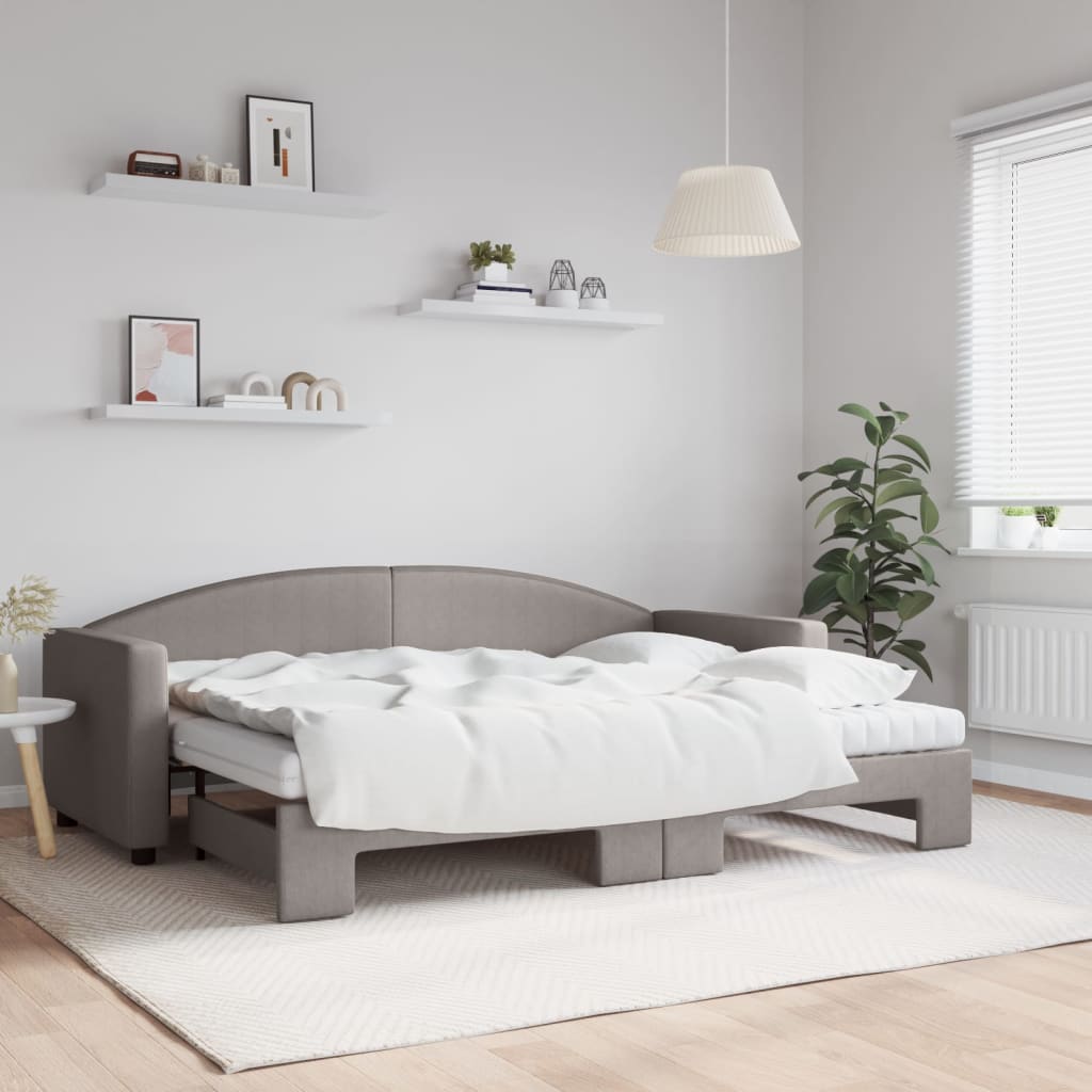 Vetonek Sofá cama nido con colchón, gris taupe 80x200 cm