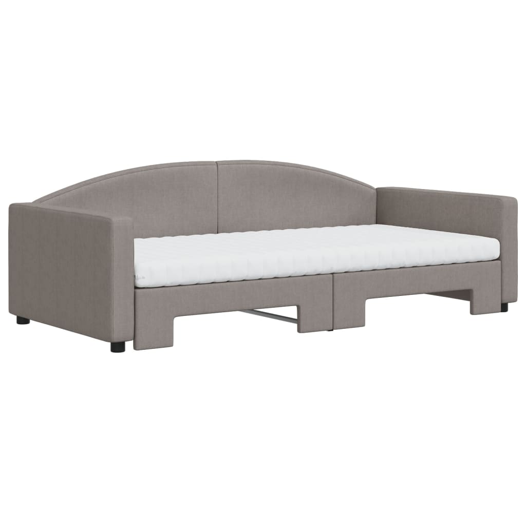 Nid canapé-lit avec matelas gris tissu taupe 100x200 cm