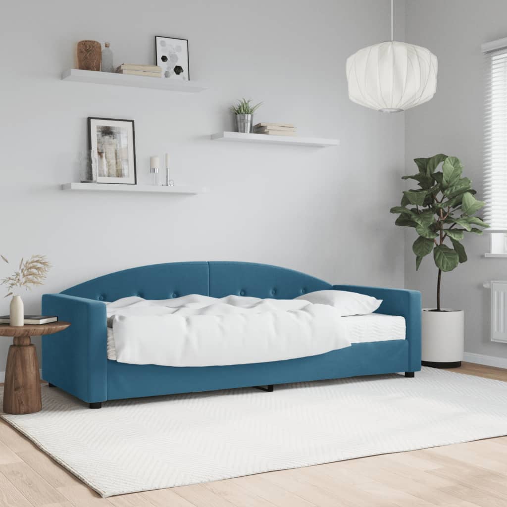 Vetonek Sofá cama con colchón terciopelo azul 80x200 cm