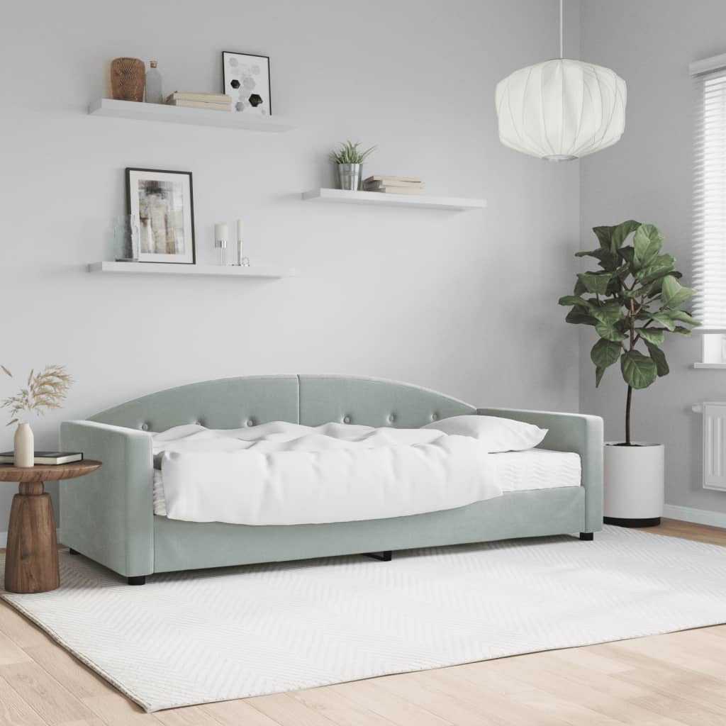 Vetonek Sofá cama con colchón terciopelo gris claro 80x200 cm