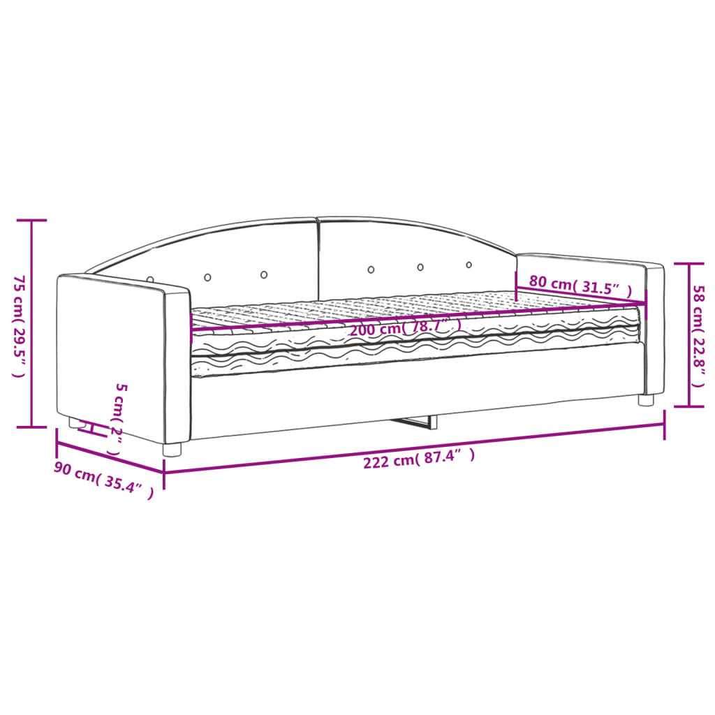 Sofa ohea belusezko belusezko 80x200 cm