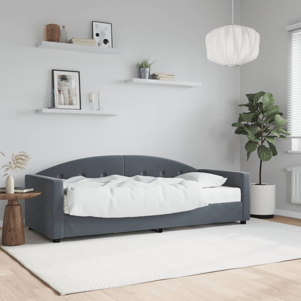 Vetonek Sofá cama con colchón terciopelo gris oscuro 80x200 cm