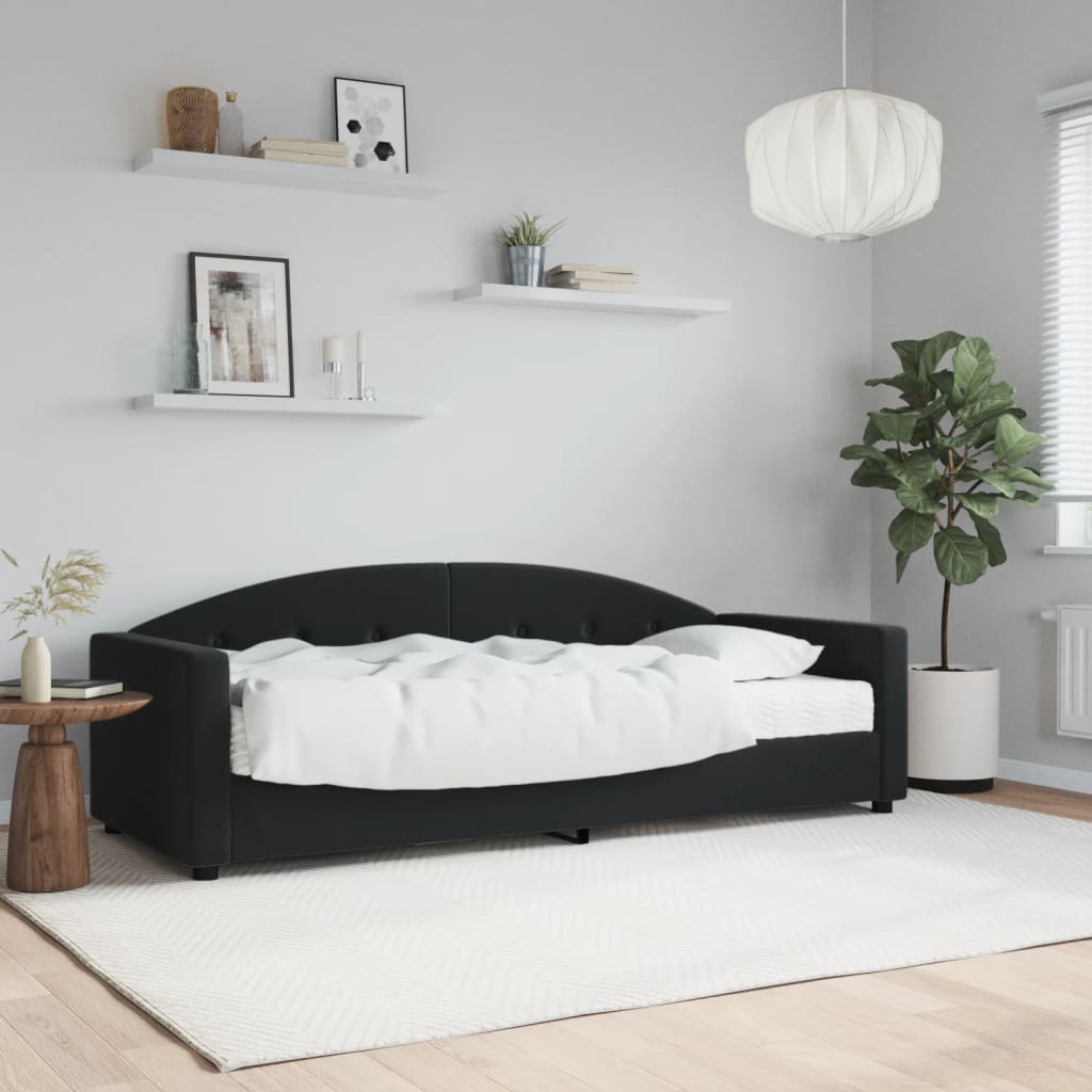 Vetonek Sofá cama con colchón terciopelo negro 80x200 cm