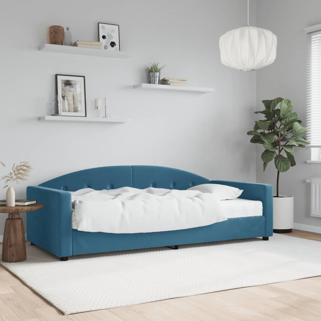 Vetonek Sofá cama con colchón terciopelo azul 90x200 cm