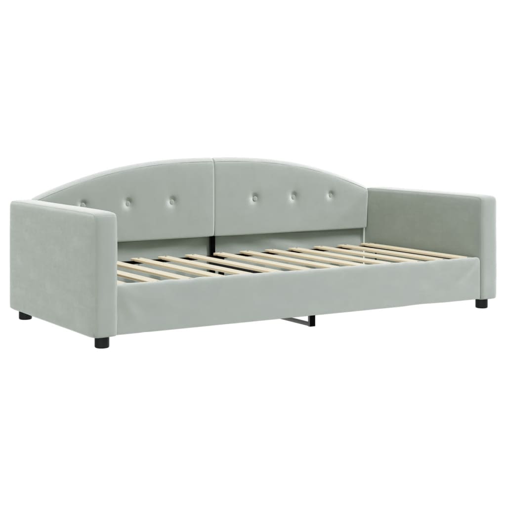 Sofa bed with a light gray velvet mattress 90x200 cm