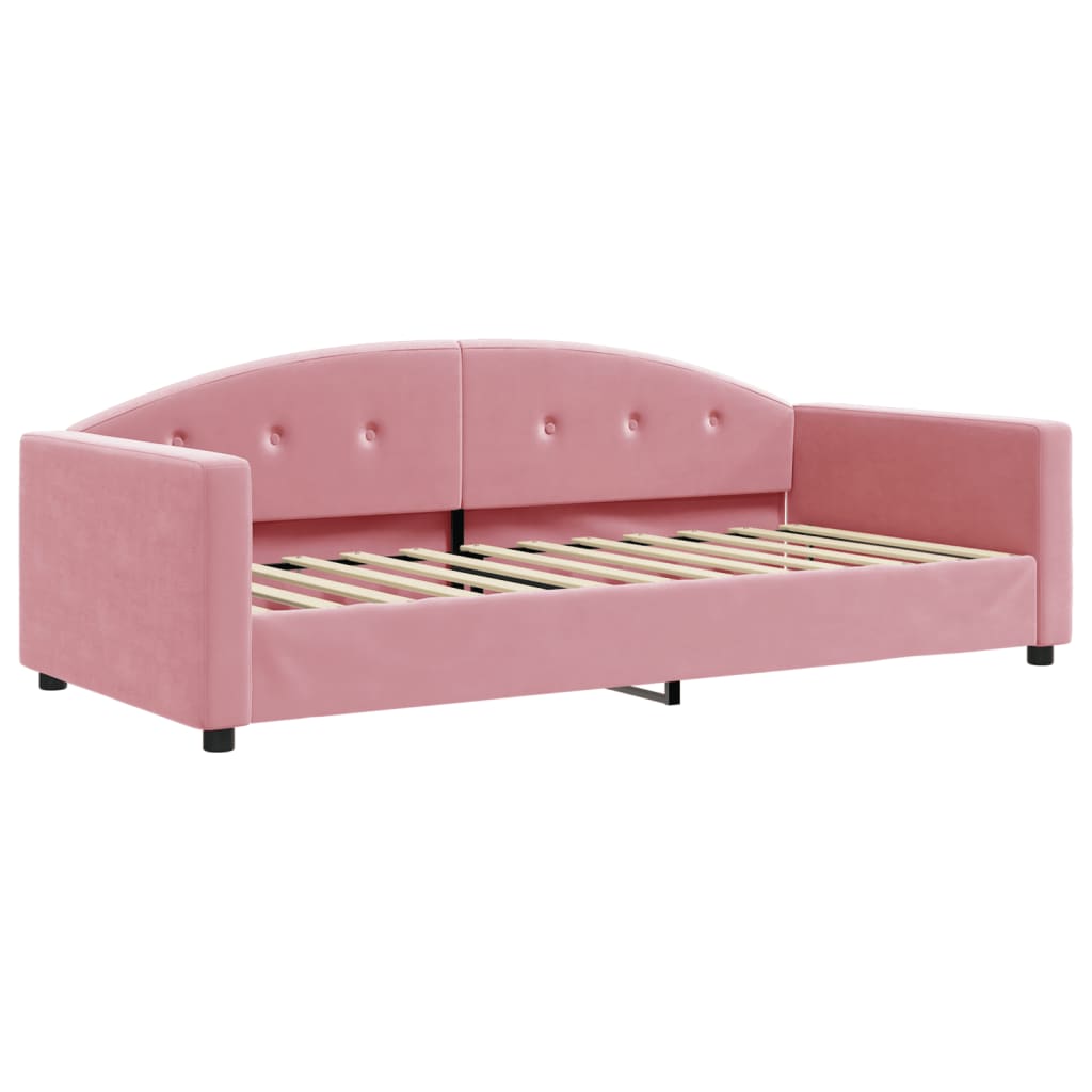 Sofa Bett mit Matratze rosa Samt 90x200 cm