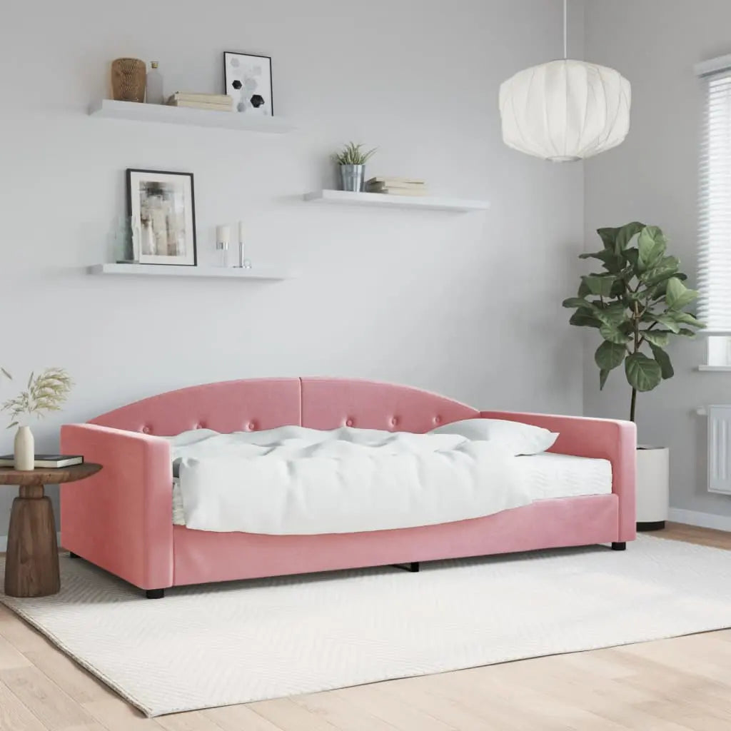 Vetonek Sofá cama con colchón terciopelo rosa 100x200 cm