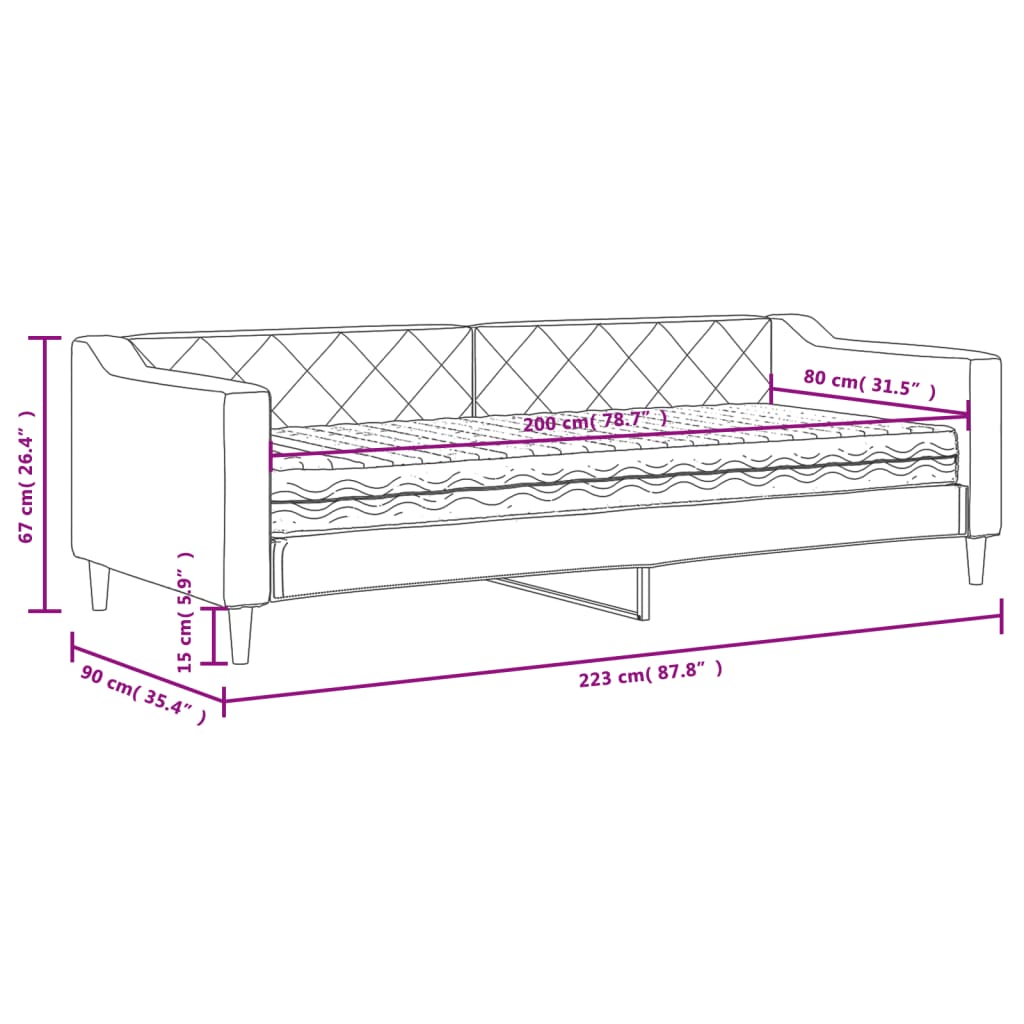 Sofa bed with gray fabric taupe 80x200 cm