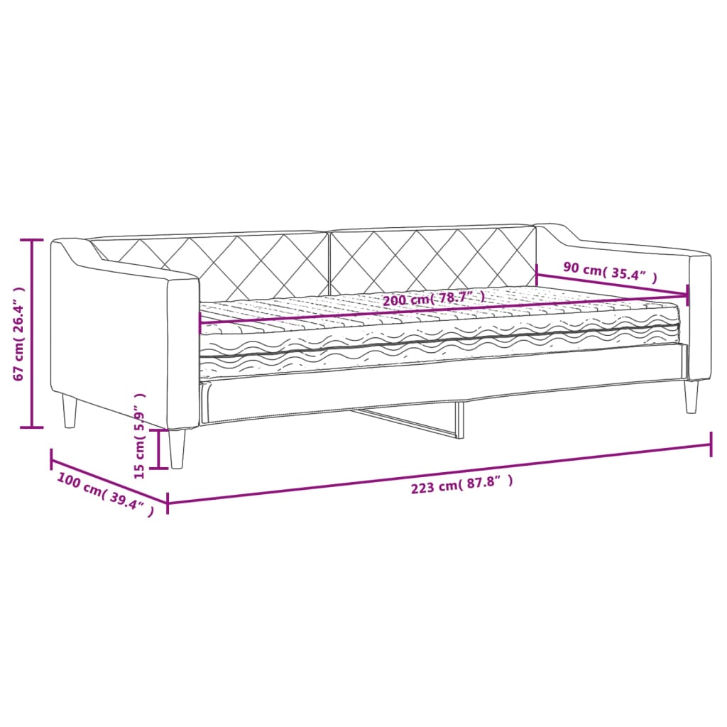 Sofa bed with black fabric 90x200 cm