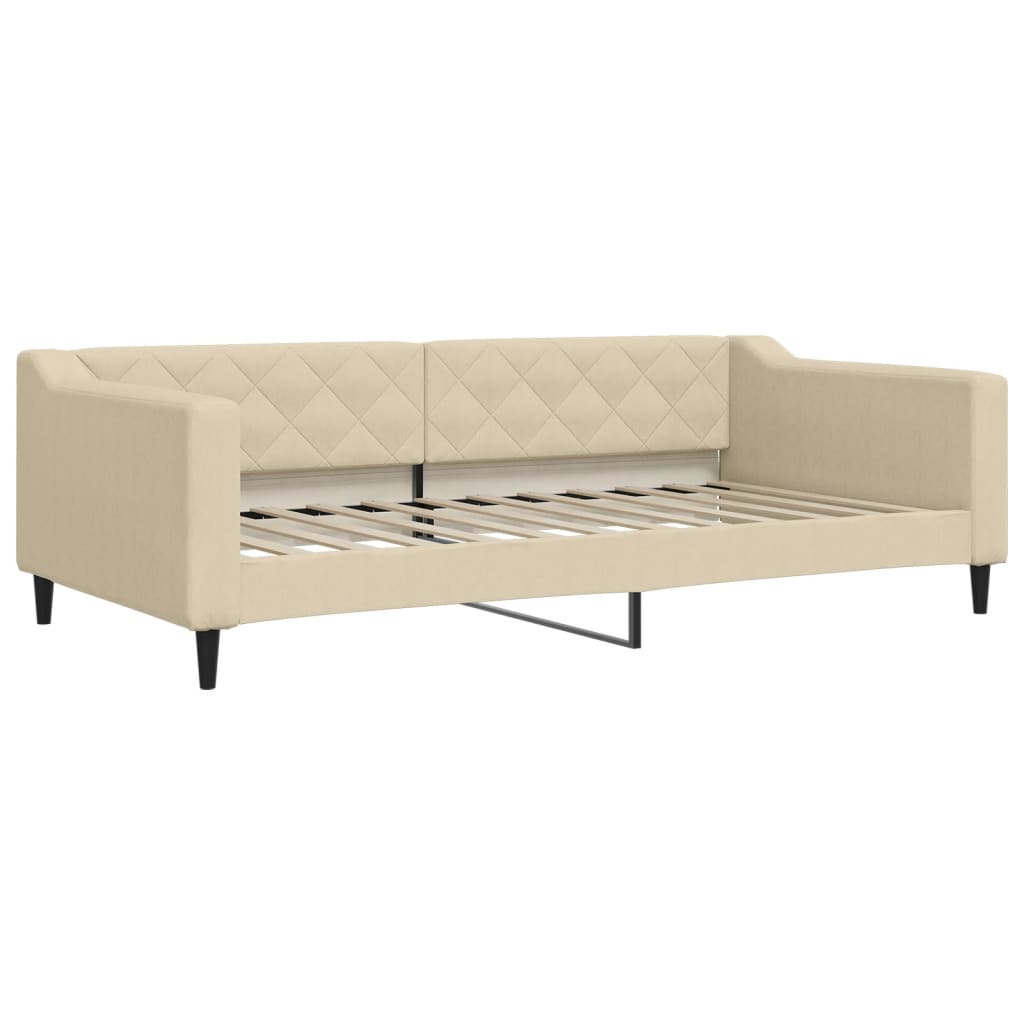 Sofa Bed with Cream Fabric 100x200 cm