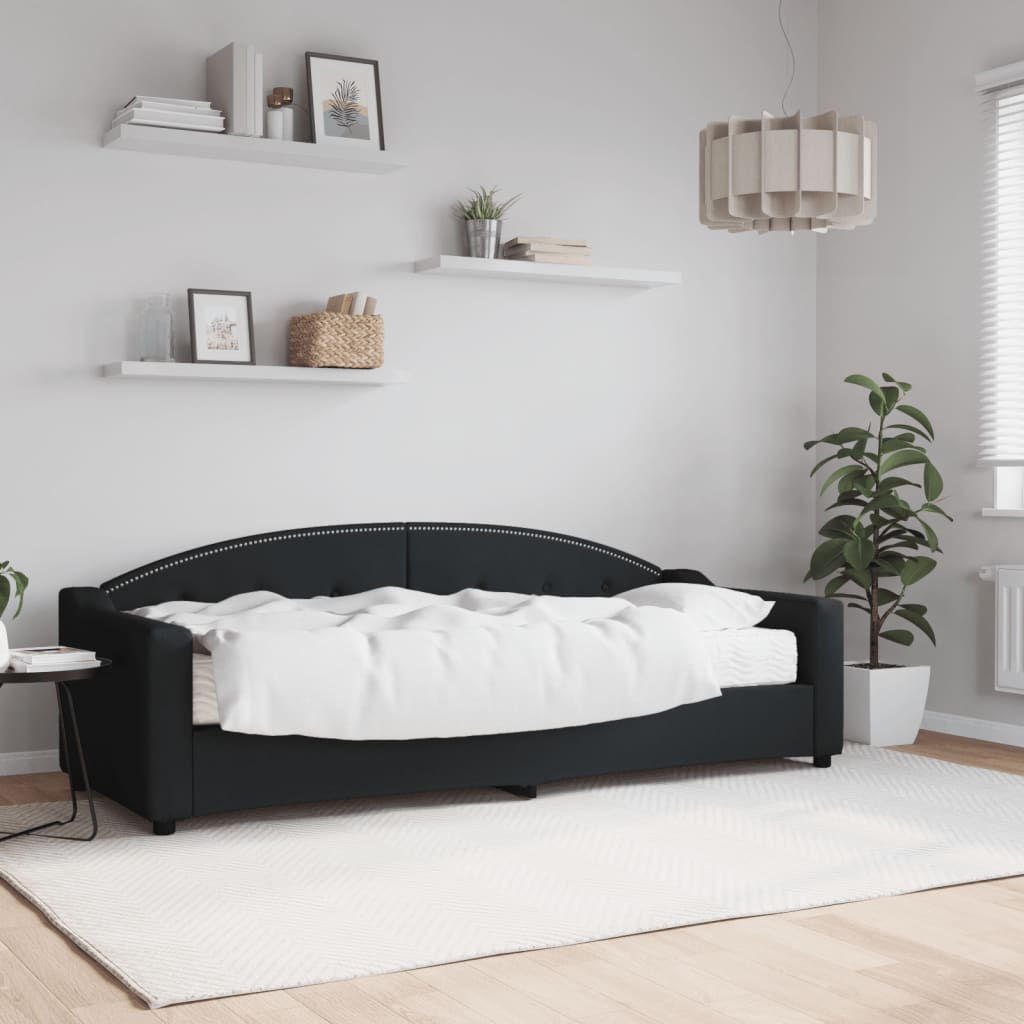 Vetonek Sofá cama con colchón, negro 80x200 cm