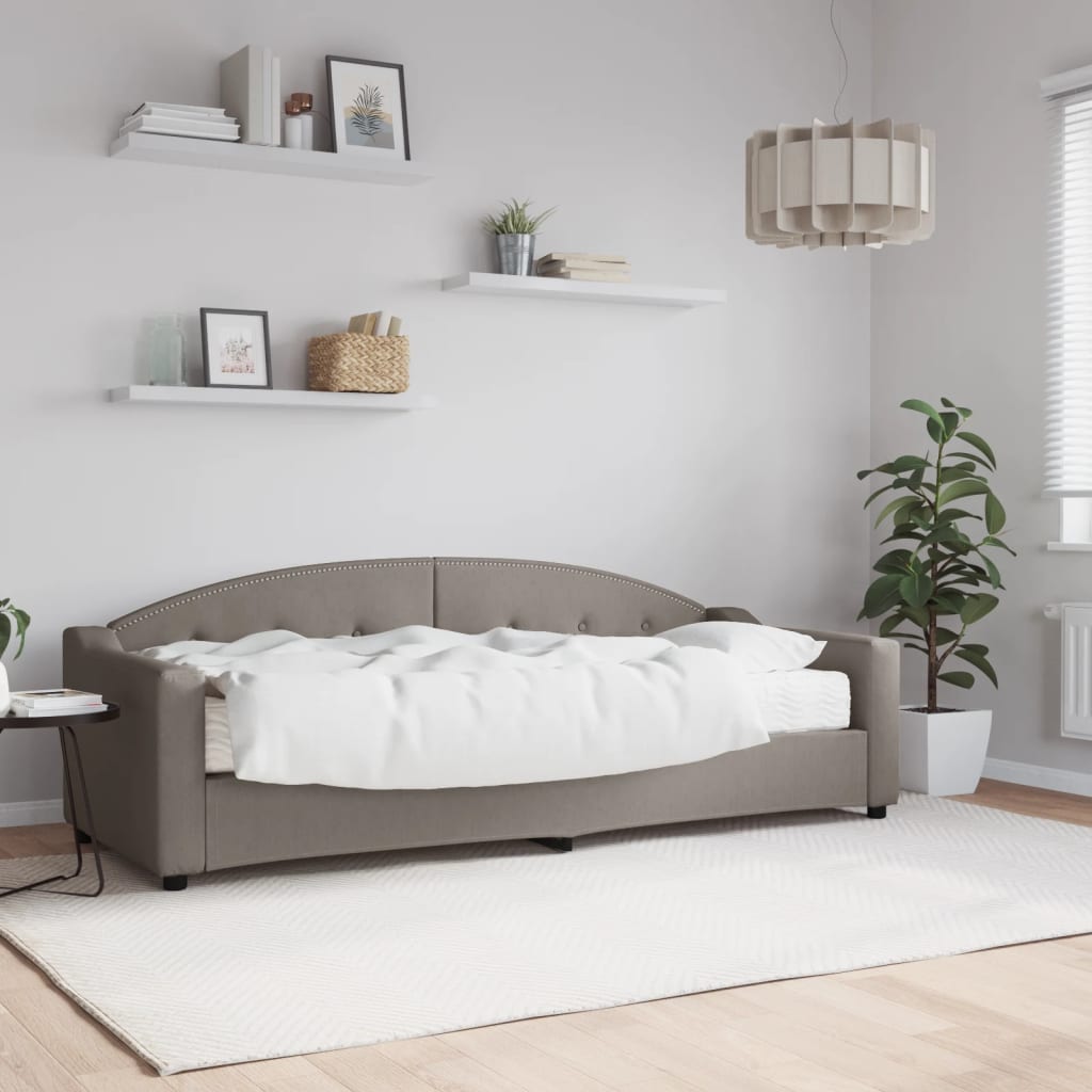 Vetonek Sofá cama con colchón tela gris taupe 80x200 cm