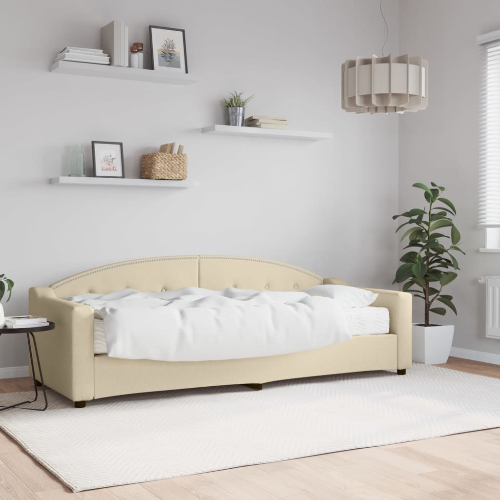 Vetonek Sofá cama con colchón, crema 80x200 cm