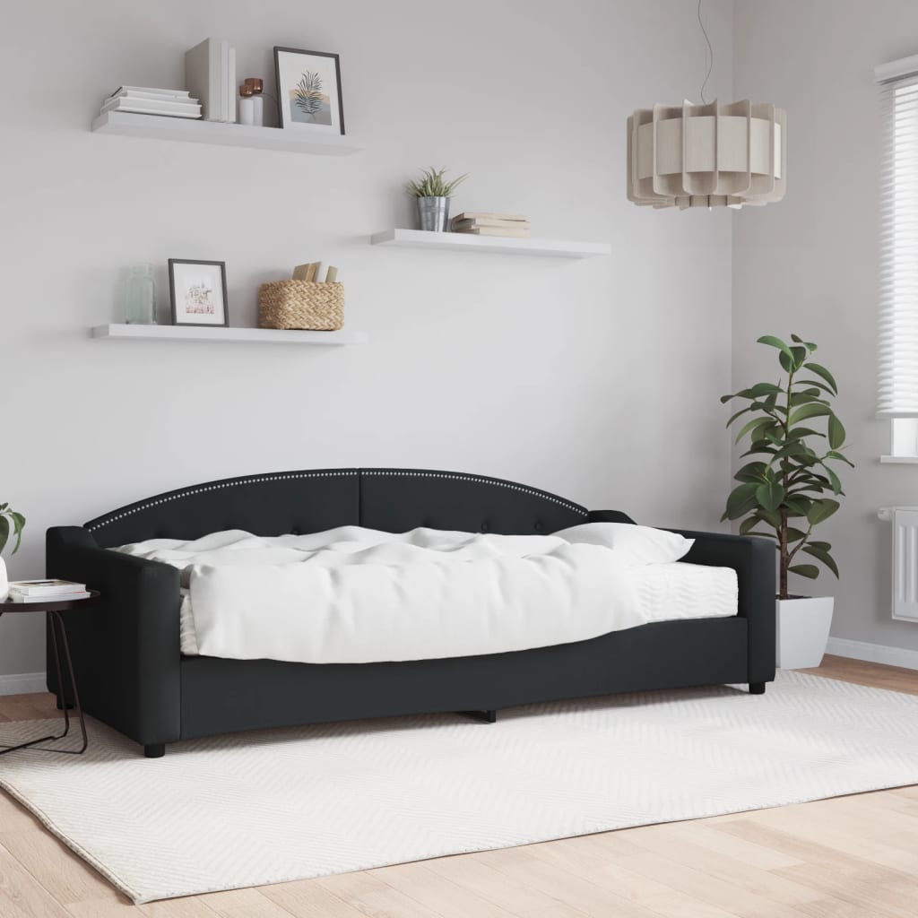 Vetonek Sofá cama con colchón, negro 90x200 cm