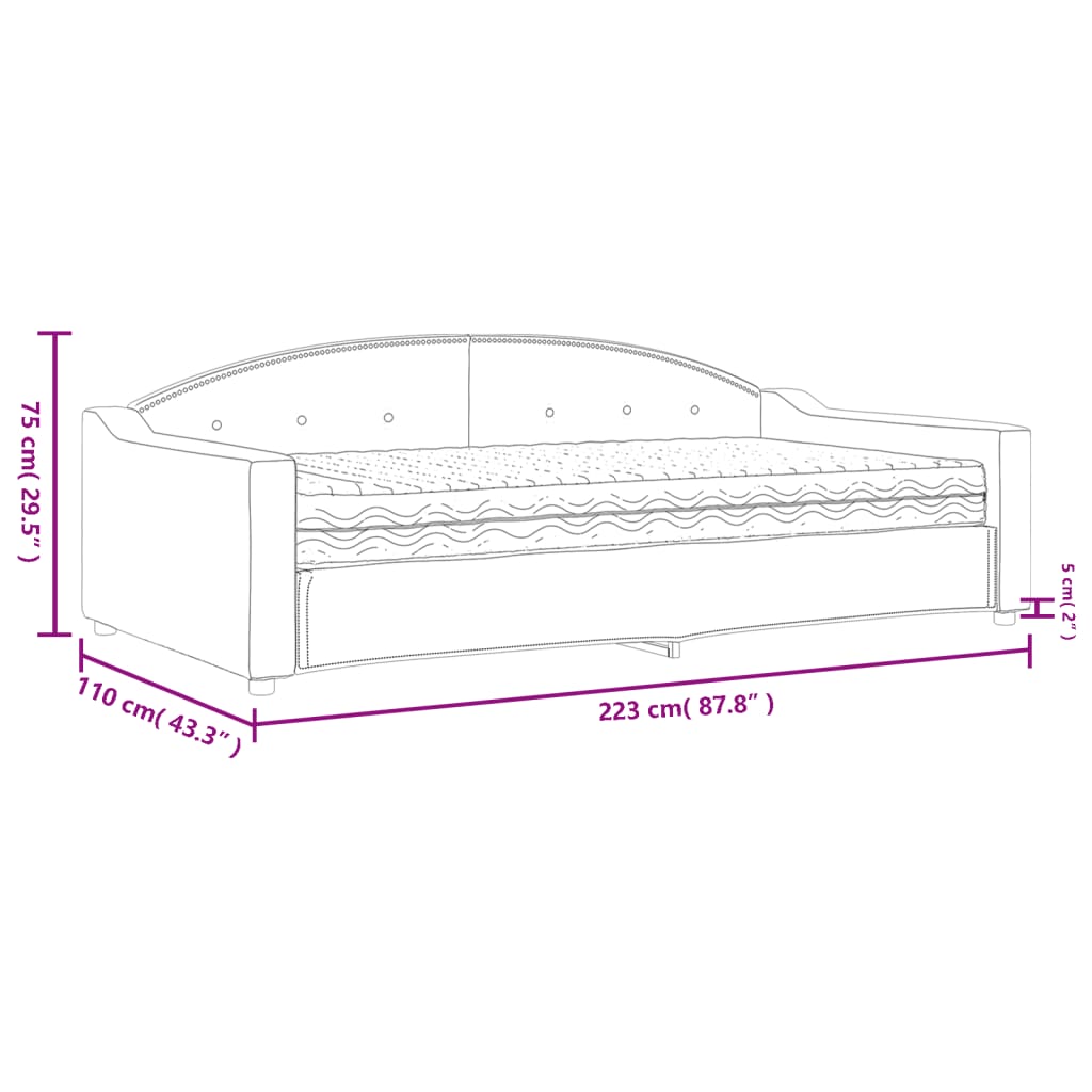 Sofa Bed With Gray Gray Mattress 100x200 cm