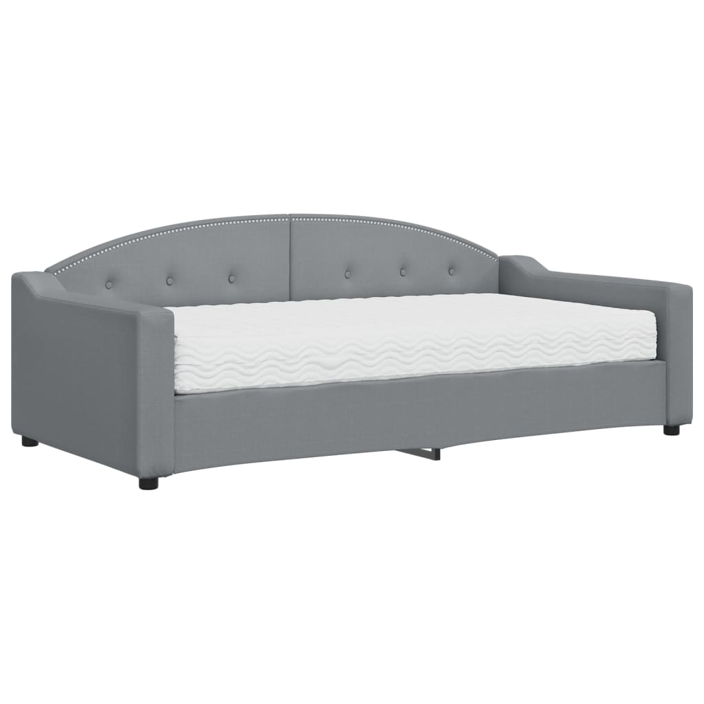 Sofá cama con colchón tela gris claro 90x190 cm vidaXL