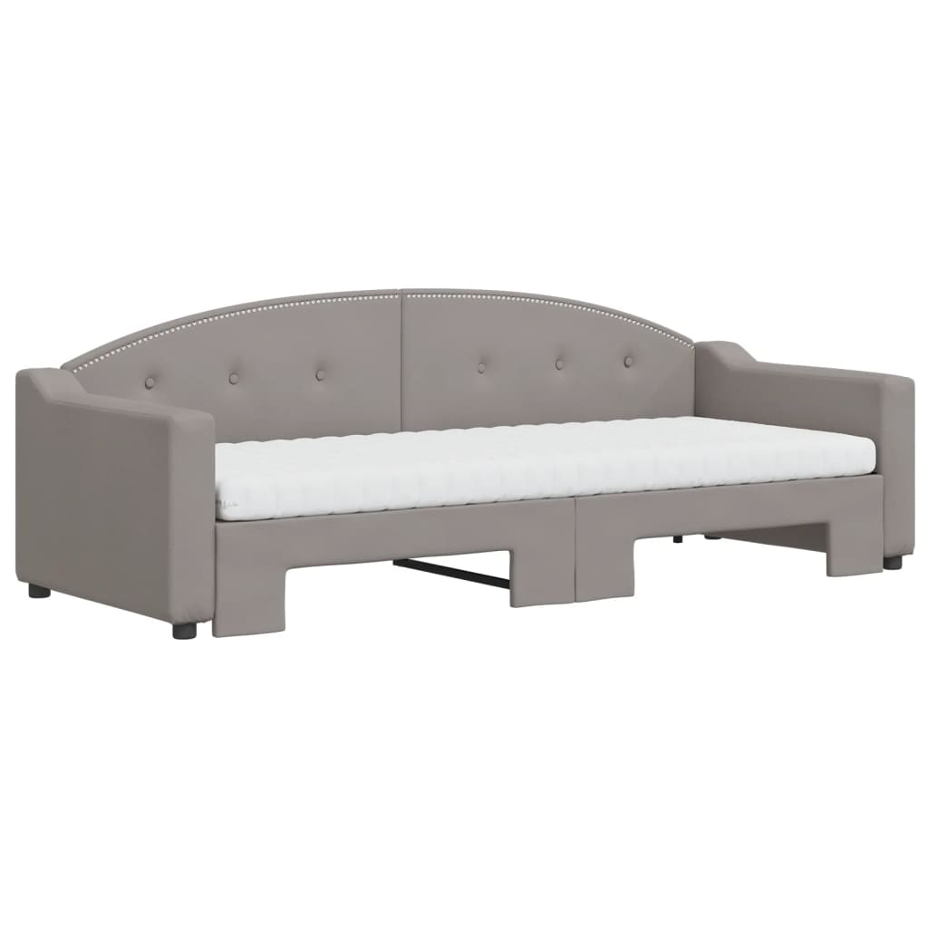 Nid canapé-lit avec matelas gris tissu taupe 80x200 cm