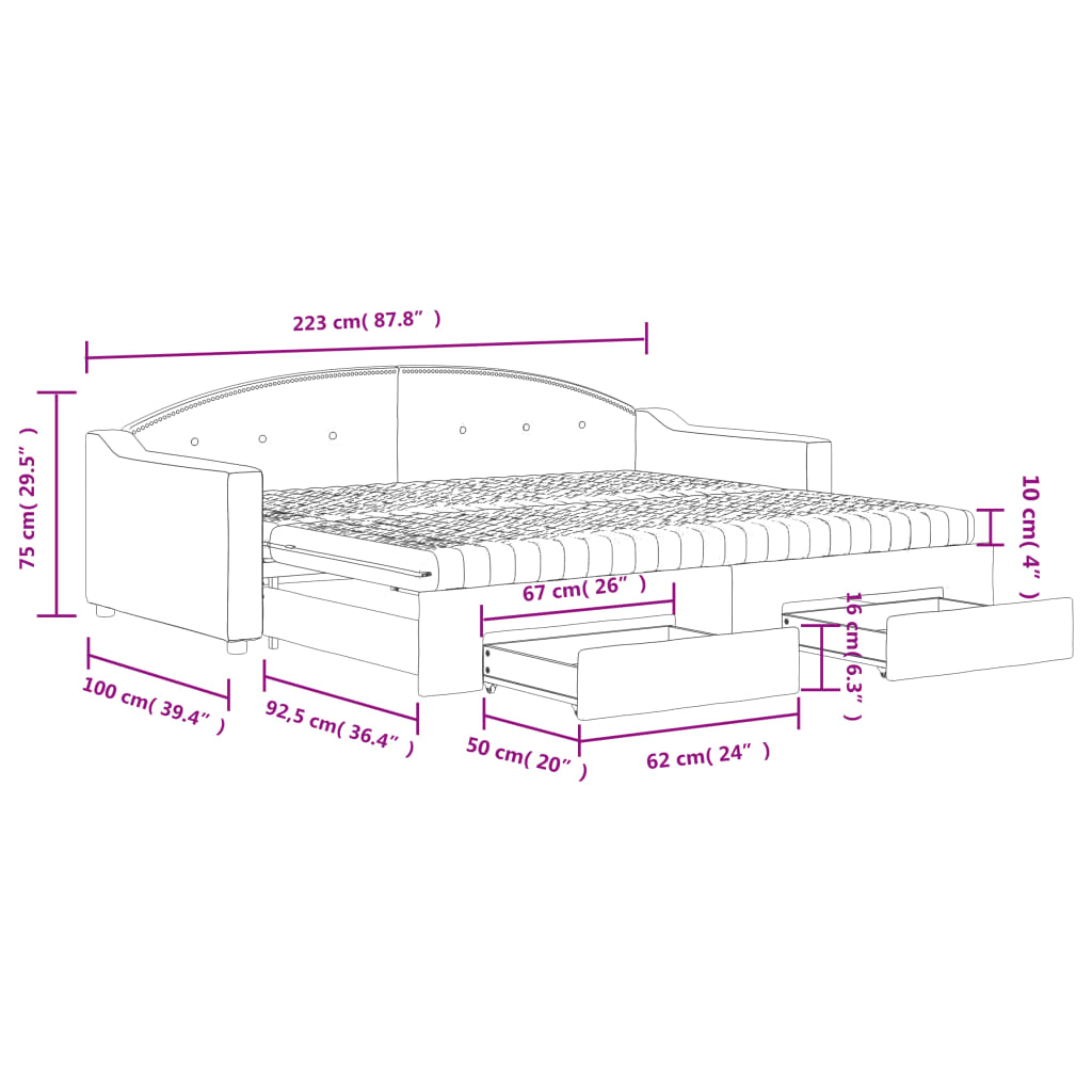 Sofa Bed Nest with Drawers Color Color 90x200 cm