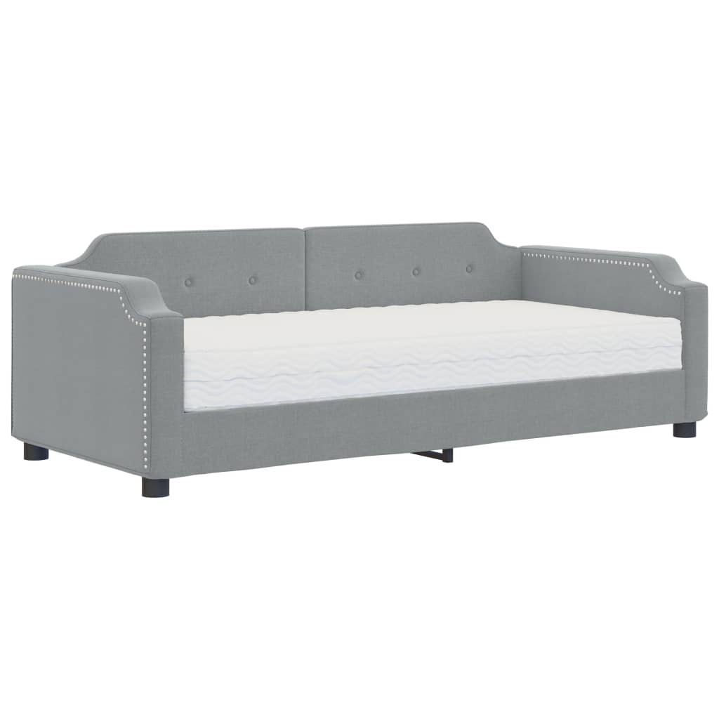 Sofá cama con colchón tela gris claro 90x190 cm vidaXL