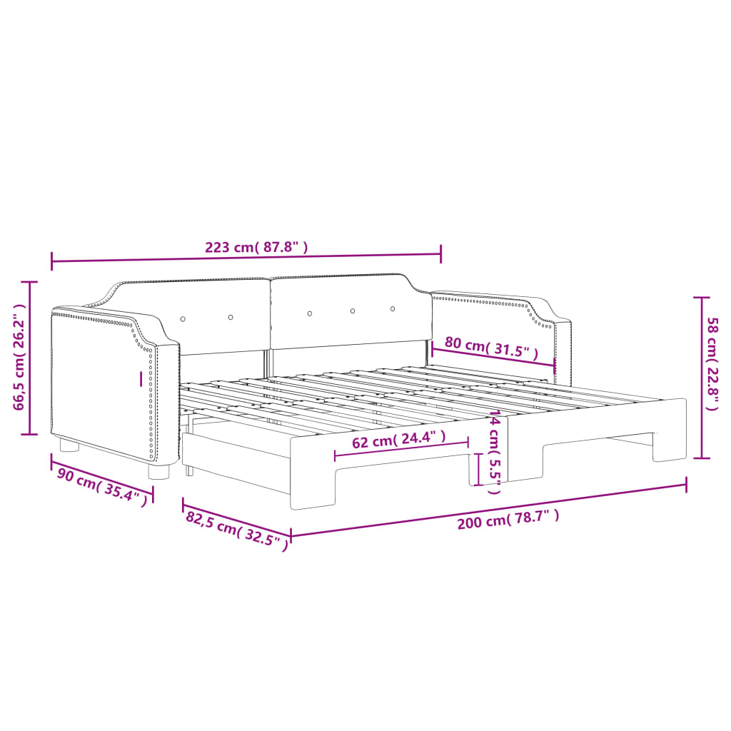 Sofá cama nido tela gris taupe 80x200 cm