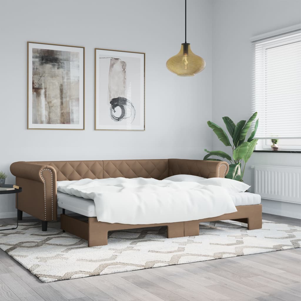 Vetonek Sofá con cama nido cuero sintético cappuccino 90x200 cm