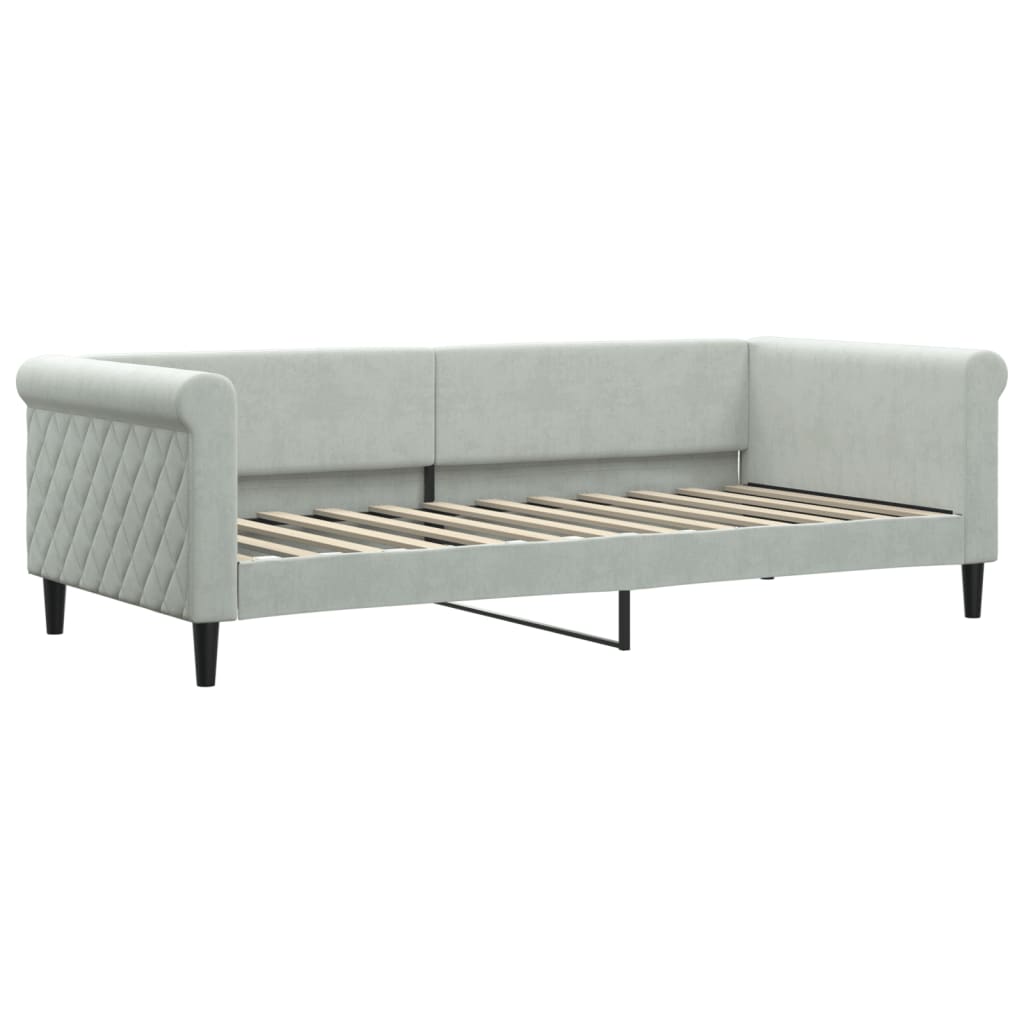 Sofa bed with a light gray velvet mattress 90x200 cm