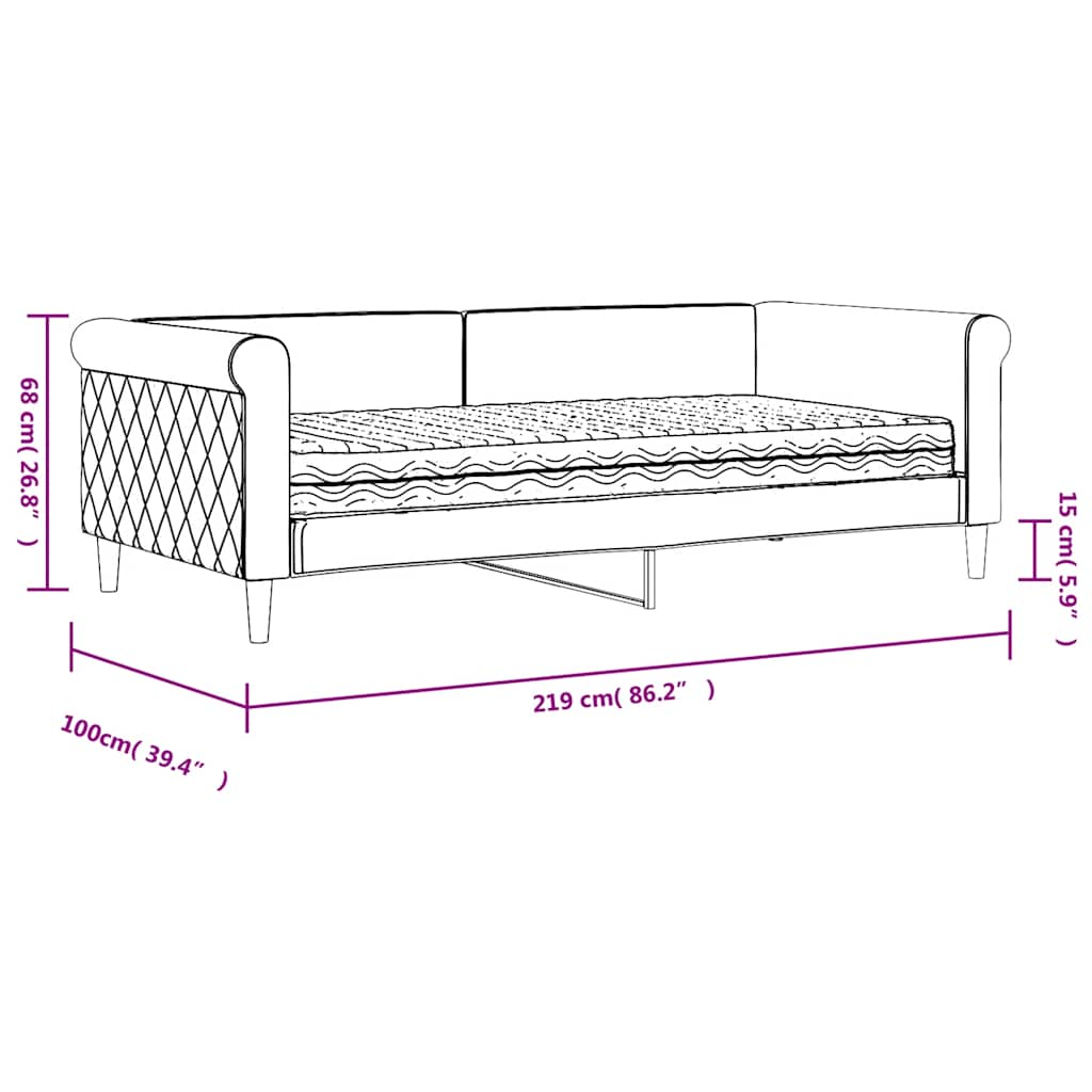 Sofá -cama com um colchão de veludo cinza escuro 90x190 cm