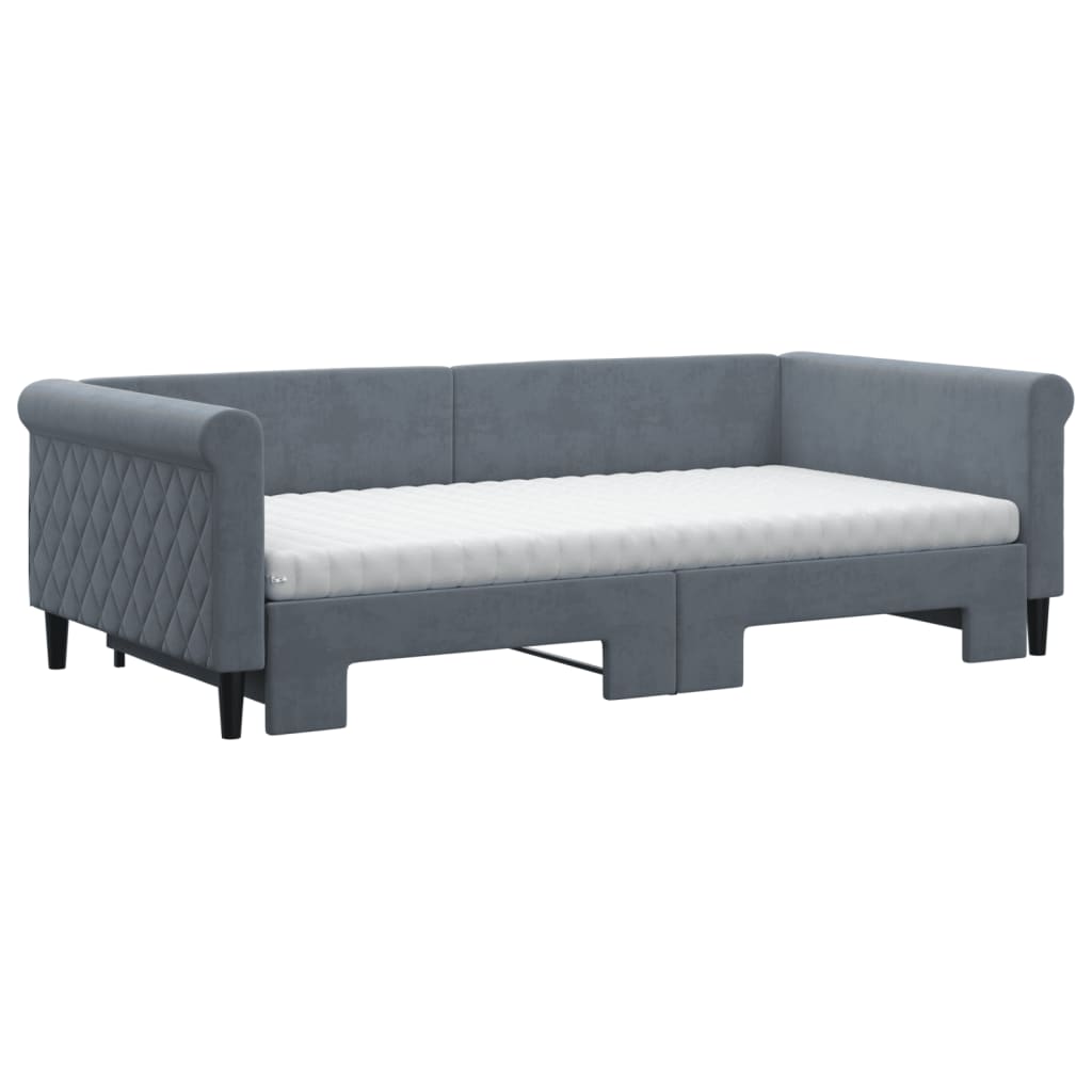 Sofa Bed Nest with Mattress Dark Gray velvet 100x200 cm