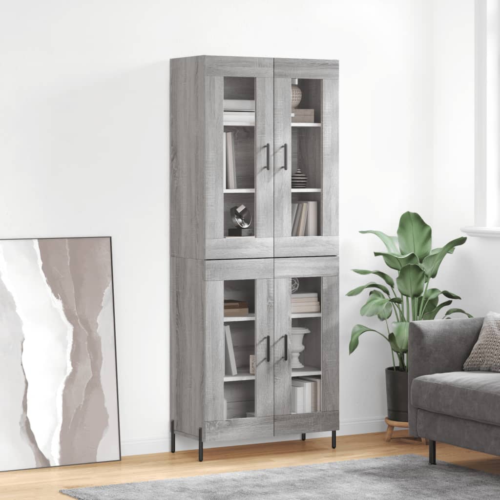 Aparador alto madera contrachapada gris sonoma 69,5x34x180 cm