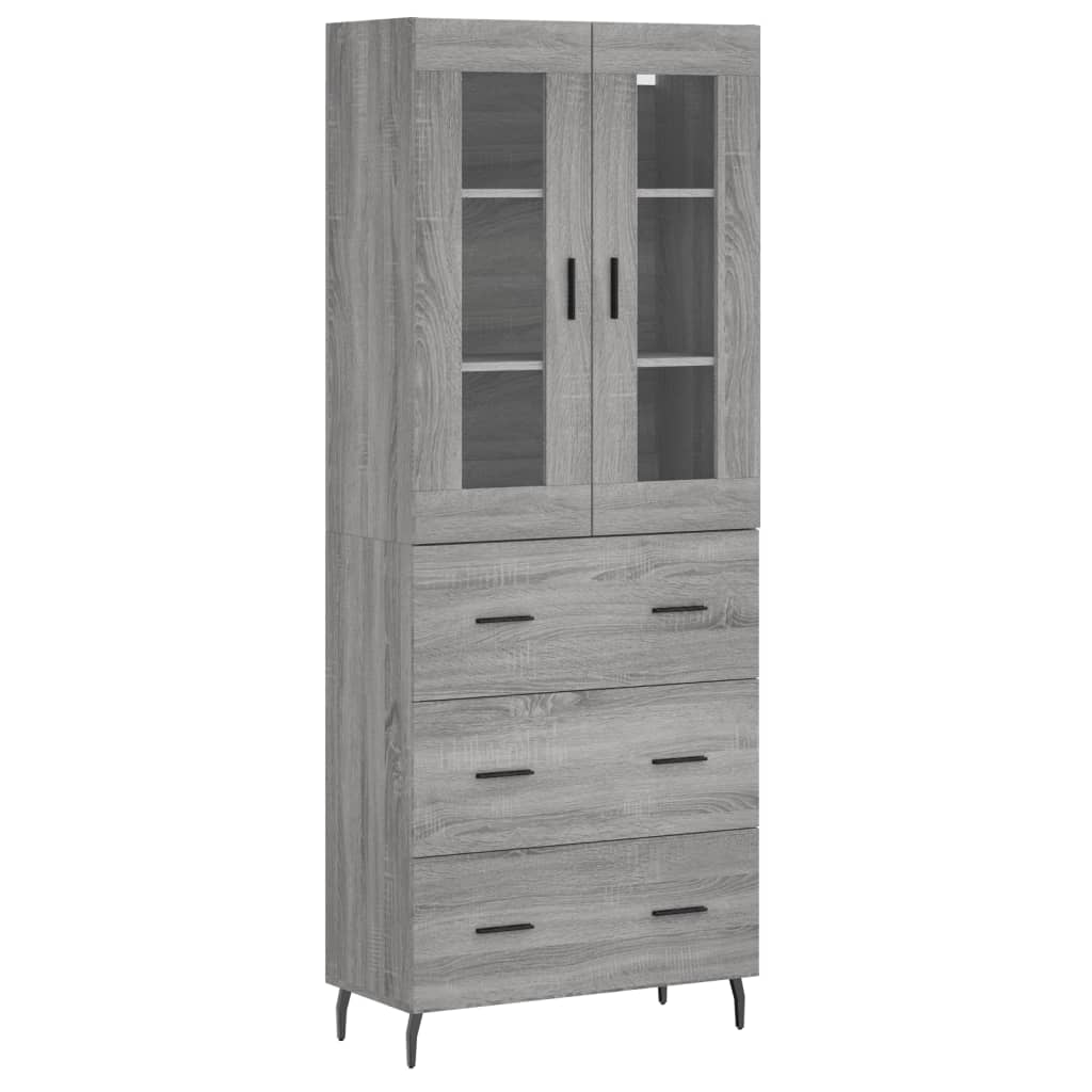 Aparador alto madera contrachapada gris sonoma 69,5x34x180 cm V8452 Vetonek