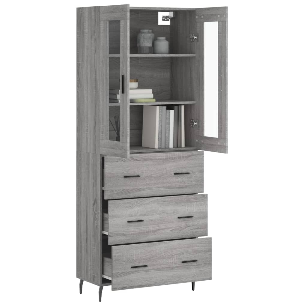 Aparador alto madera contrachapada gris sonoma 69,5x34x180 cm V8452 Vetonek