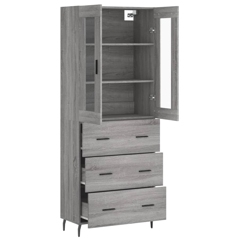 Aparador alto madera contrachapada gris sonoma 69,5x34x180 cm V8452 Vetonek