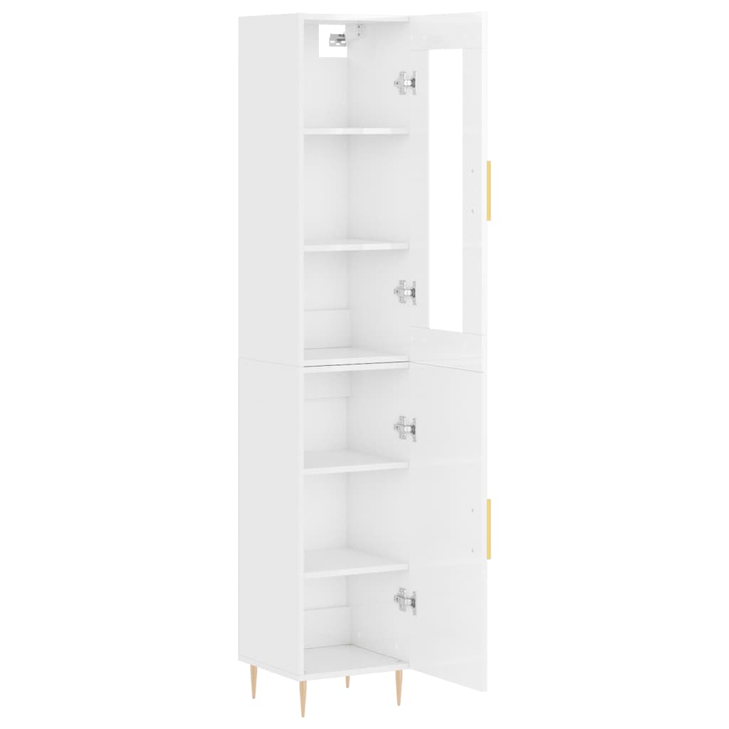 Aparador alto madera contrachapada blanco brillo 34,5x34x180 cm V5856 Vetonek