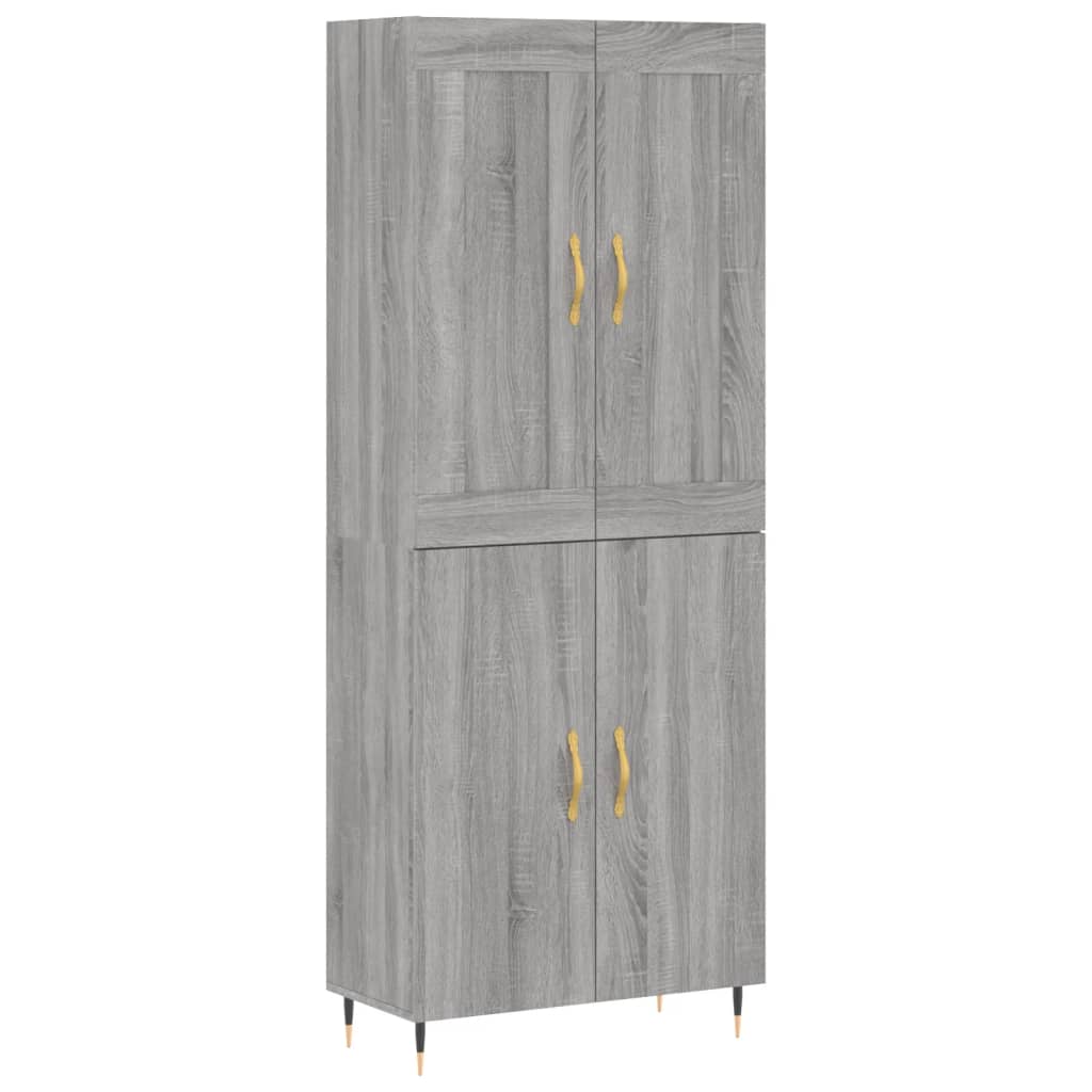 Aparador alto madera contrachapada gris sonoma 69,5x34x180 cm V9656 Vetonek