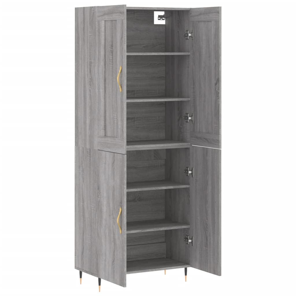 Aparador alto madera contrachapada gris sonoma 69,5x34x180 cm V9656 Vetonek