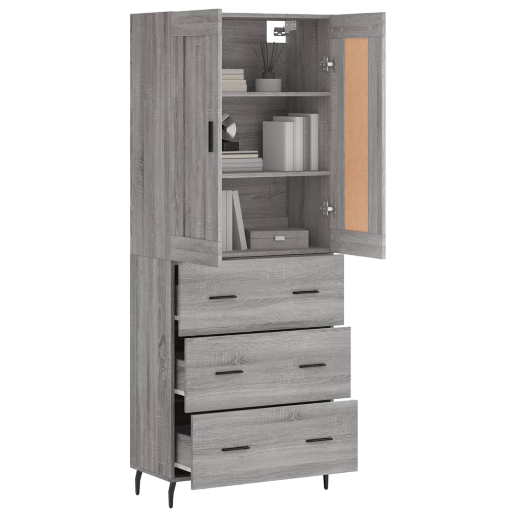 Aparador alto madera contrachapada gris sonoma 69,5x34x180 cm V1895 Vetonek